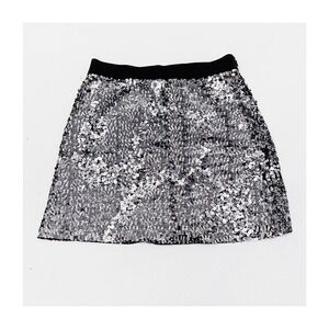 Club Monaco Glitter Eyelet Silver Mini Skirt SZ2